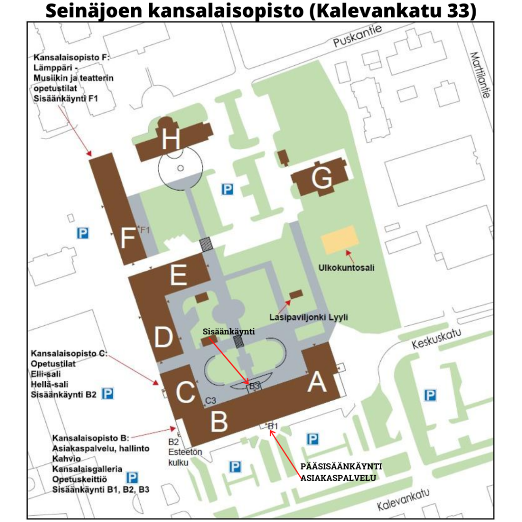 Tammikampusalueen aluekartta