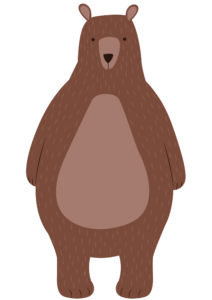Kuvassa ruskea piirros karhu