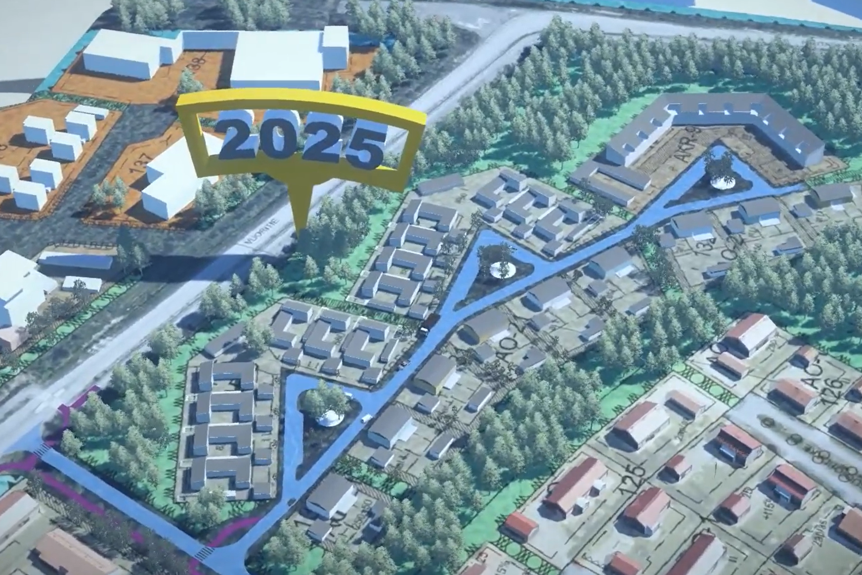 Havainnekuva Hallilanvuoren asuntoalueesta.