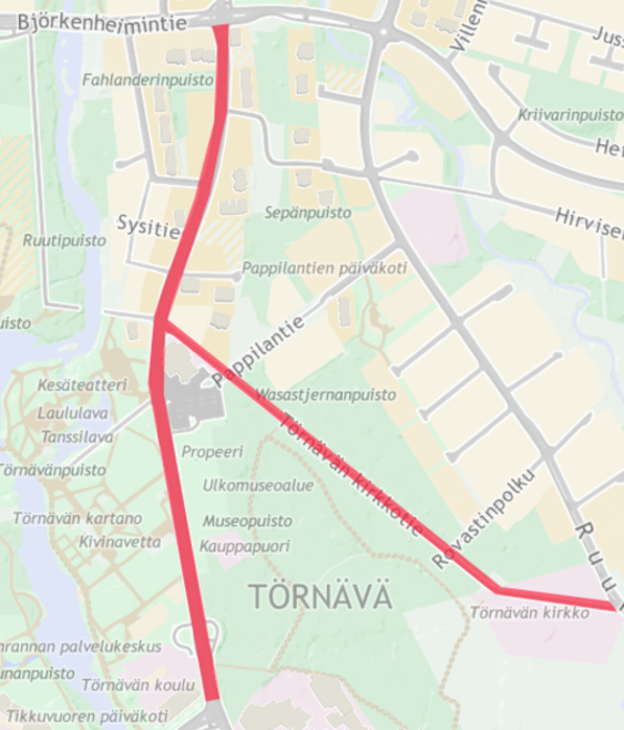 Suljetut katualueet Törnävällä