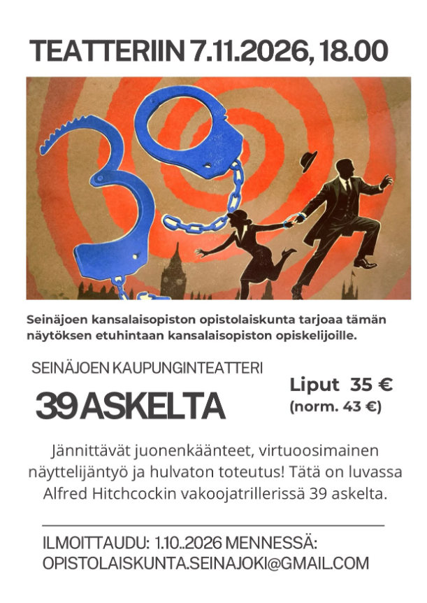 Teatterimatkan mainos, tekstit ennen kuvaa.